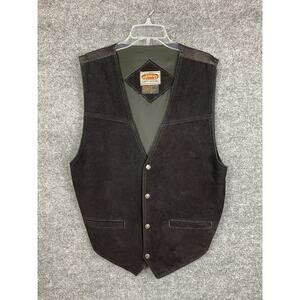 Paragraff Clothing Co. Vest Men's XL Leather Rayon Lining Black Silver Star Butt